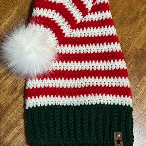 Festive Adult (OSFM) Striped Elf Pom-Pom Hat